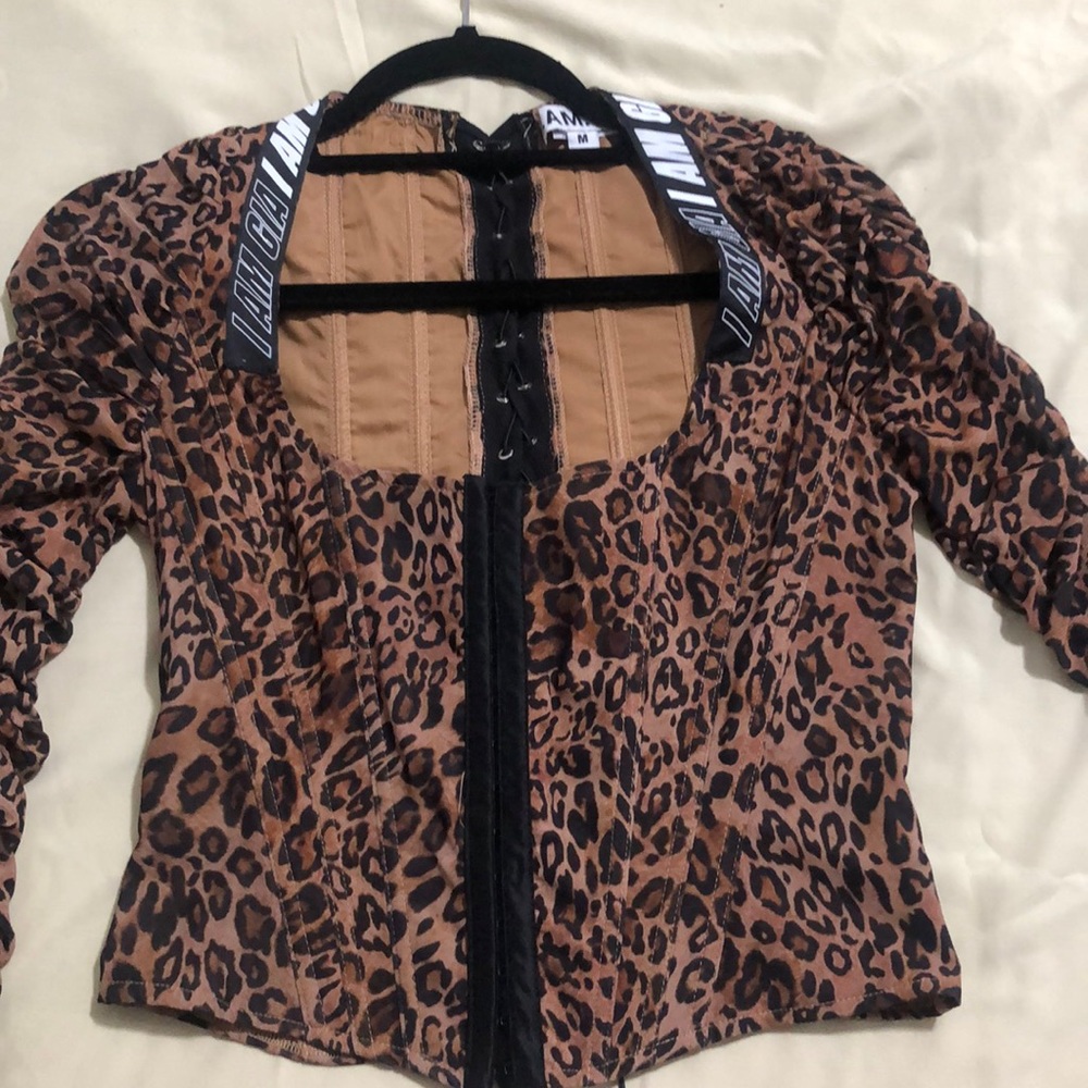 I am Gia, leopard corset top, size: Medium